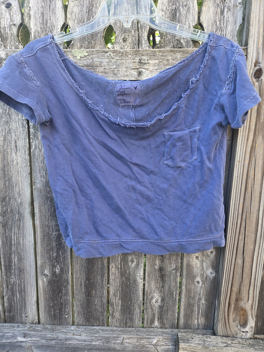 American Eagle Outfitters Vintage-Style Indigo Scoop Neck Crop Top